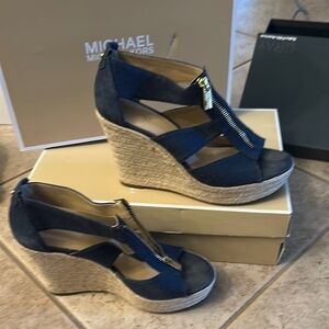 Michael Kors Dark Blue Wedge Sandals